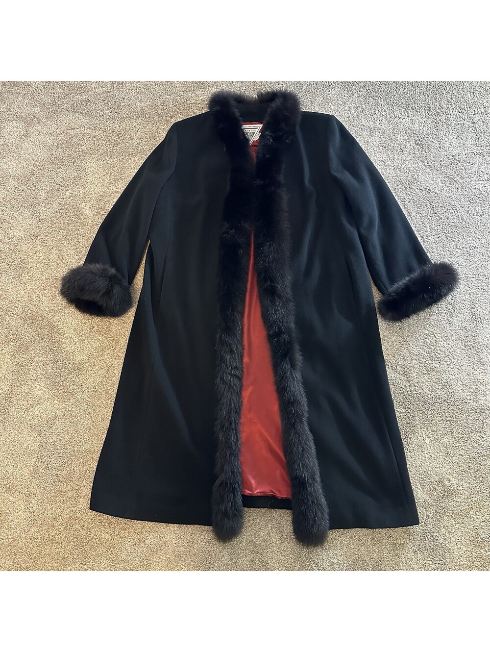 Vintage Marvin Richards Cashmere Fox Fur Midi Coat Y2K size 20 Or XL Mobwife
